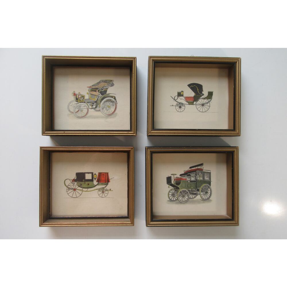 Vintage Buggy and Coach Framed Prints 4 Set Lambert #450